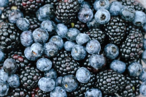 blueberries and blackberries